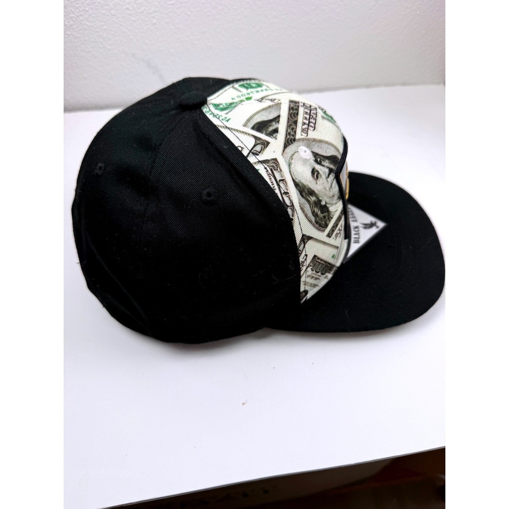 Black Eagle Snapback Hat Mens Money 100 Dollar Bill Print Gold Eagle Logo Black